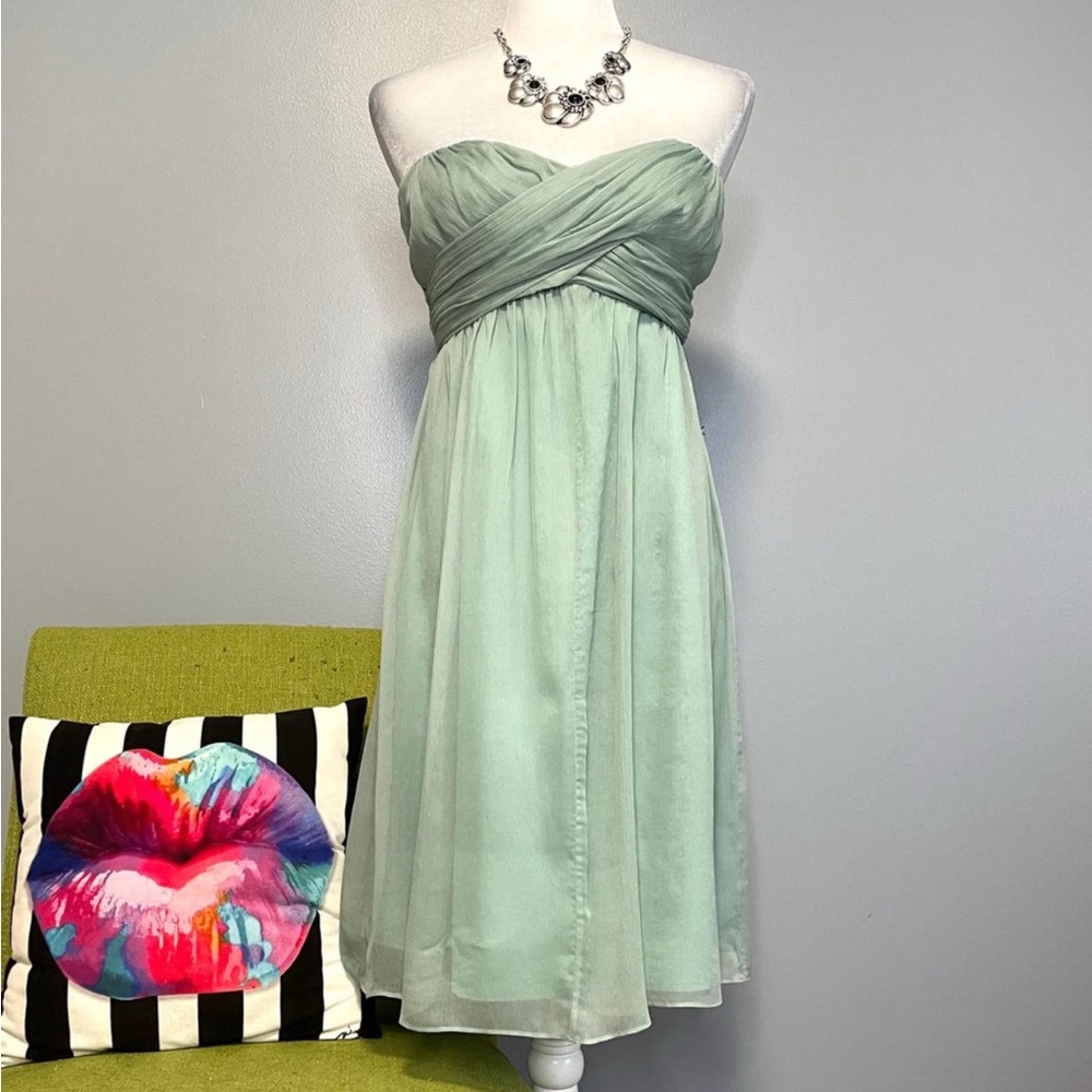 J Crew Arabelle Silk Chiffon Strapless Dress Dusty Shale NEW Size 4